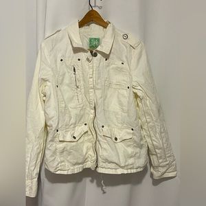 Vintage Old Navy Classic Off White Cotton Denim Jean Relaxed Jacket XL